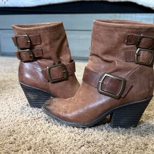 Lucky Brand Brown Ankle Boots with Double Buckle